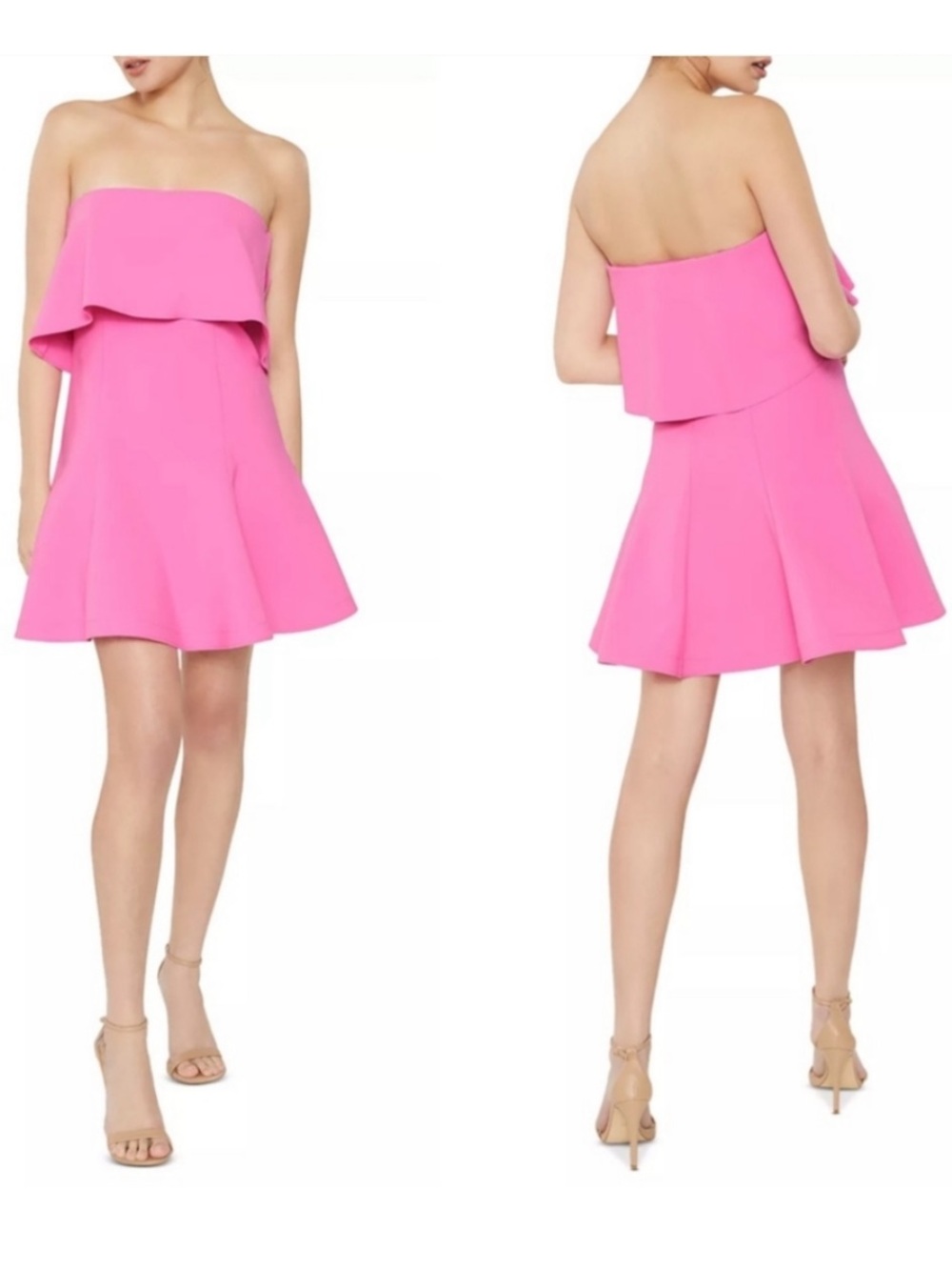 LIKELY Flouncy Driggs Pink Sugar Mini Dress Strapless Size 4 Barbiecore